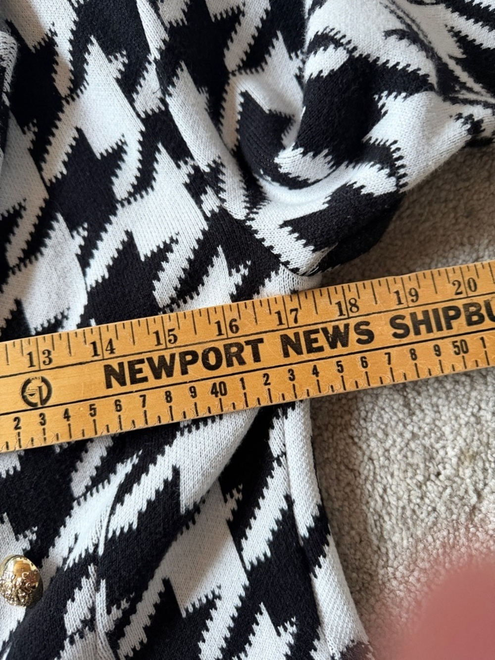 White House Black Market Black & White Houndstooth Double-Breasted Blazer Small - Picture 8 of 8